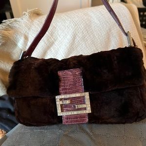 Fendi fur handbag deep purple